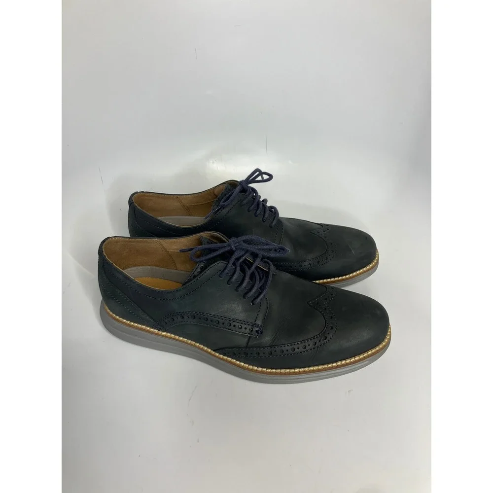 Cole Haan Zerogrand original wingtip Oxford shoes navy blue leather men's size 8